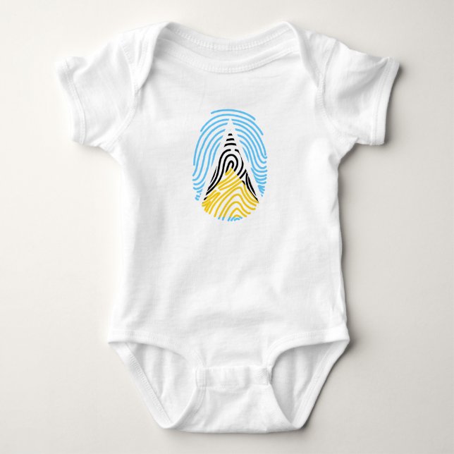 Saint Lucia Flag Fingerprint Baby Bodysuit (Front)