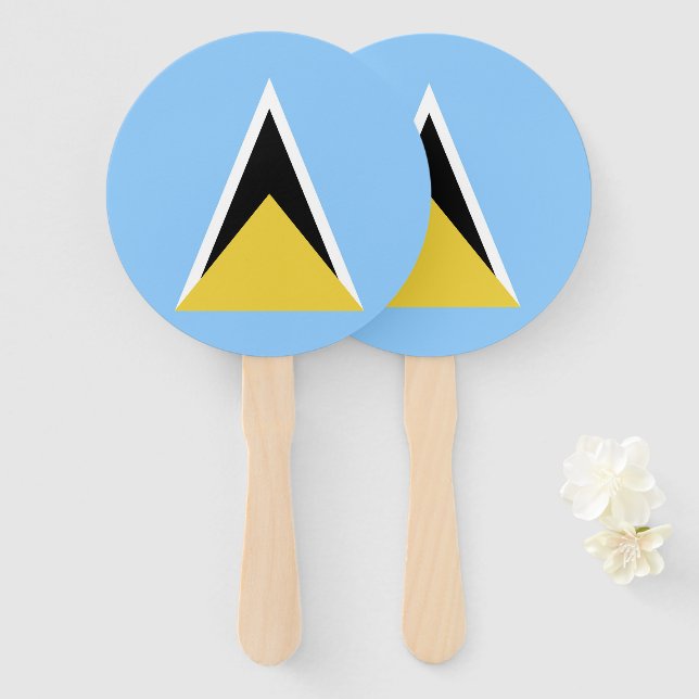 Saint Lucia flag Hand Fan (Front and Back)
