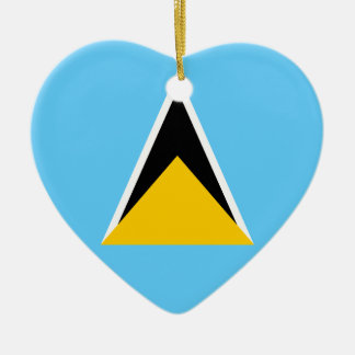Saint Lucia Flag Heart Ceramic Tree Decoration