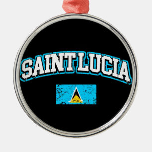 Saint Lucia Flag Metal Tree Decoration
