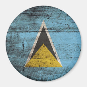 Saint Lucia Flag on Old Wood Grain Magnet