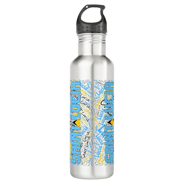 Saint Lucia Flag Patriotic 710 Ml Water Bottle (Front)