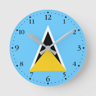 Saint Lucia Flag Round Clock