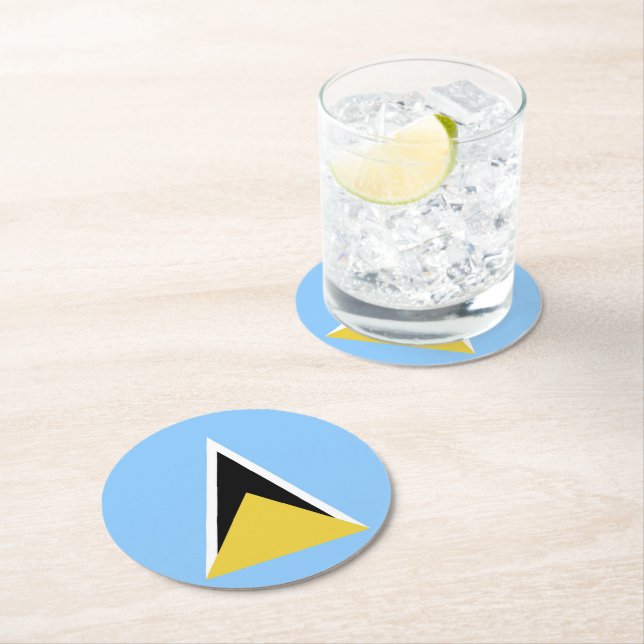 Saint Lucia flag Round Paper Coaster (Insitu)