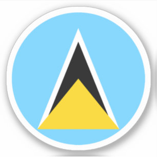 Saint Lucia Flag Round Sticker