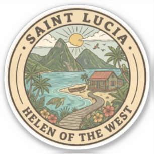 Saint Lucia Illustration Travel Art Badge