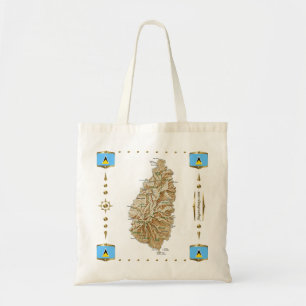 Saint Lucia Map + Flags Bag