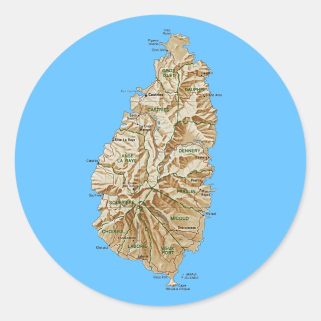 Saint Lucia Map Sticker (Front)