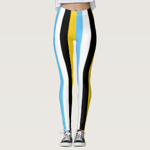 Saint Lucia National Flag Colours Vertical Striped Leggings