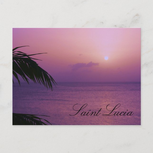 Saint Lucia Purple Sunset Postcard (Front)