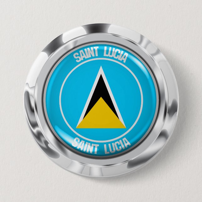Saint Lucia Round Emblem 7.5 Cm Round Badge (Front)