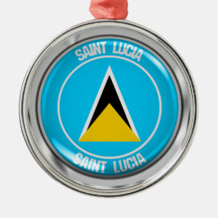 Saint Lucia Round Emblem Metal Tree Decoration