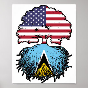 Saint Lucia Saint Lucian American USA Tree Roots Poster