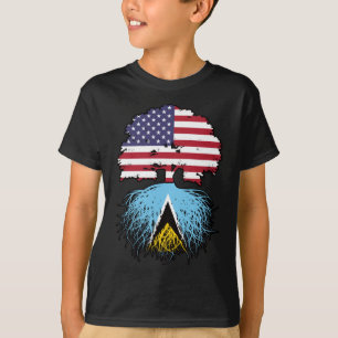 Saint Lucia Saint Lucian American USA Tree Roots T-Shirt