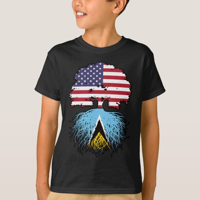 Saint Lucia Saint Lucian American USA Tree Roots T-Shirt (Front)