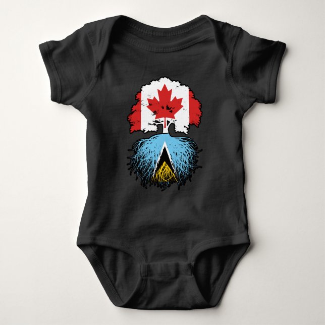 Saint Lucia Saint Lucian Canadian Canada Tree Root Baby Bodysuit (Front)
