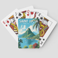 Saint Lucia The Pitons Travel Art Vintage