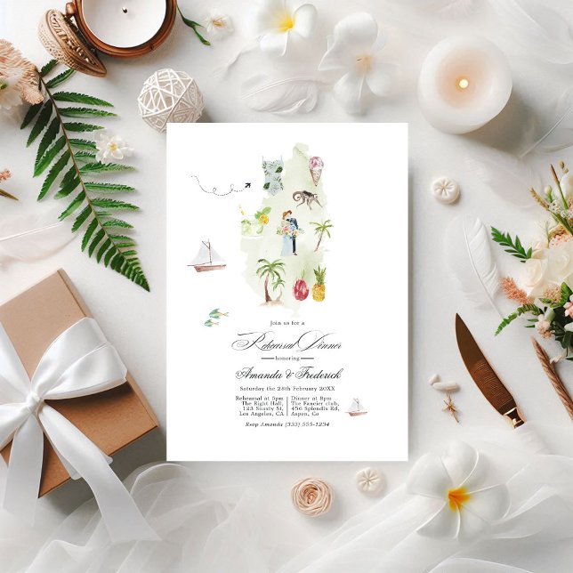 Saint Lucia Tropical Watercolor Rehearsal Dinner Invitation (Saint Lucia Tropical Watercolor Rehearsal Dinner Invitation)