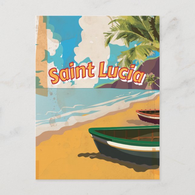 Saint Lucia Vintage vacation Poster Postcard (Front)