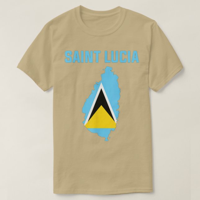Saint Lucian Flag inside Map of Saint Lucia tee  (Design Front)