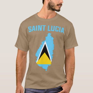 Saint Lucian Flag inside Map of Saint Lucia tee 