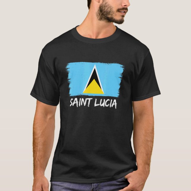 Saint Lucian Flag Saint Lucia T-Shirt (Front)