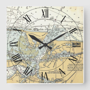 Saint Lucie Inlet Florida USA Nautical Map ~ Square Wall Clock