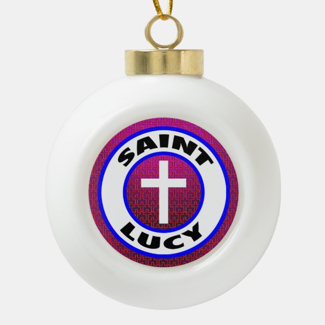 Saint Lucy Ceramic Ball Christmas Ornament (Front)