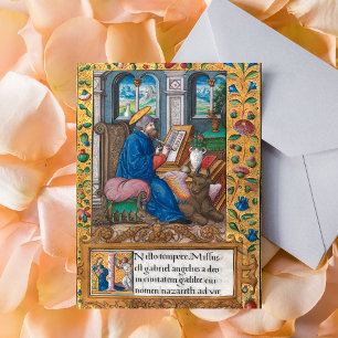 Saint Luke Evangelist Bible Mediaeval Manuscript Postcard