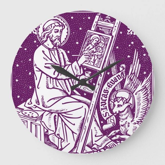 Saint Luke the Apostle and Evangelist Art Large Clock (Front)
