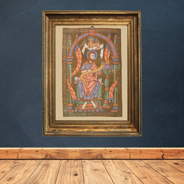 Saint Luke the Evangelist Mediaeval Christian Bibl Poster (Saint Luke the Evangelist - Medieval Catholic Christian Bible Manuscript Poster)