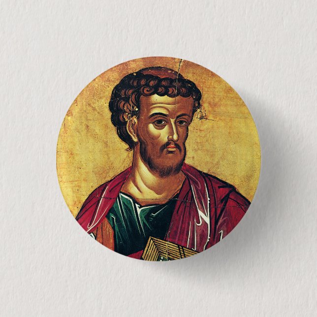 Saint Luke the Evangelist Orthodox icon 3 Cm Round Badge (Front)