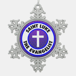 Saint Luke the Evangelist Snowflake Pewter Christmas Ornament
