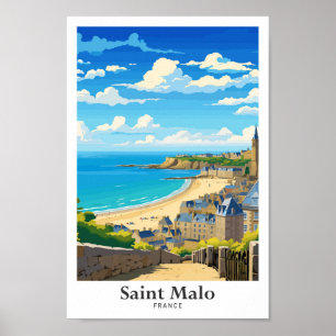 Saint Malo France Art Vintage Travel Illustration Poster