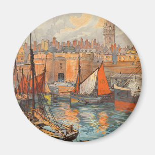 Saint Malo, France, Vintage Travel Poster Art Magnet