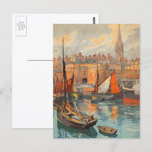 Saint Malo, France, Vintage Travel Poster Art Postcard