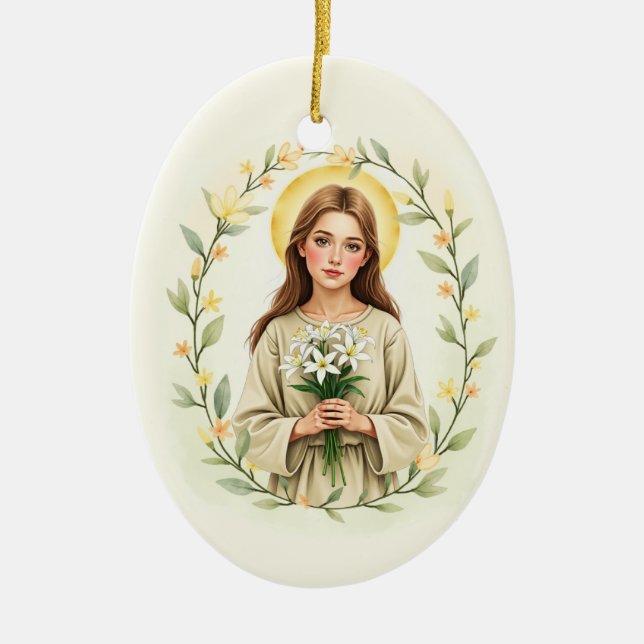 Saint Maria Goretti God's Peace and Blessings Ceramic Tree Decoration (Front)