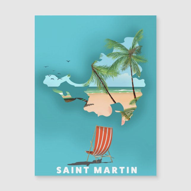 Saint Martin Illustrated map. (Front)