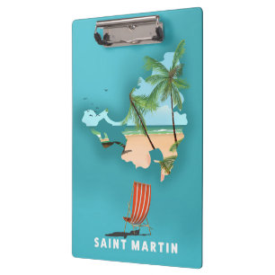 Saint Martin Illustrated map. Clipboard