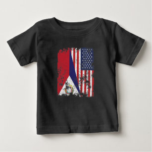 Saint Martin USA Flag - Half American Baby T-Shirt