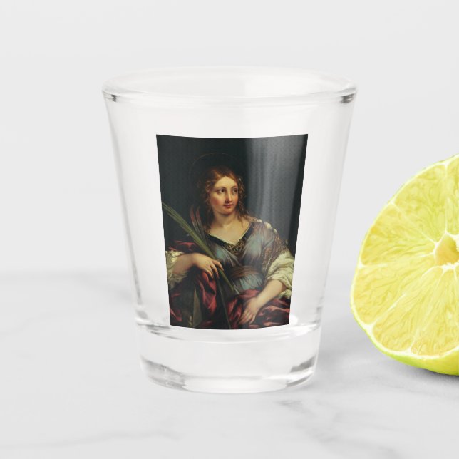 Saint Martina of Rome by Pietro Berrettini Shot Glass (Front)