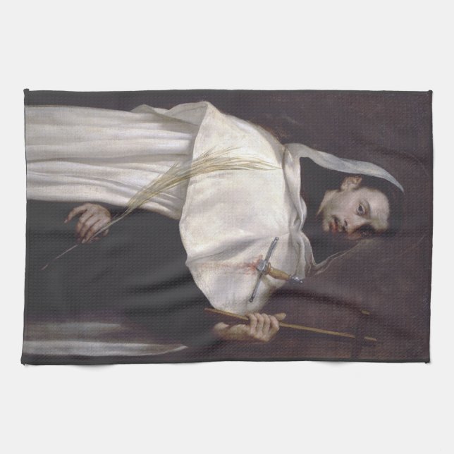 Saint Martyr Angelus of Jerusalem Tea Towel (Horizontal)