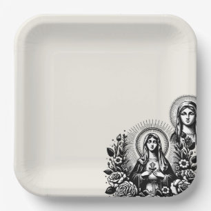 Saint Mary Catholic Christian Catholic Soft Ivory Paper Plate