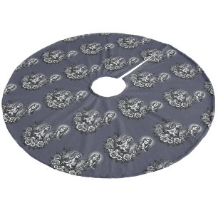 Saint Mary Catholic Christian Rich Deep Charcoal Fleece Tree Skirt