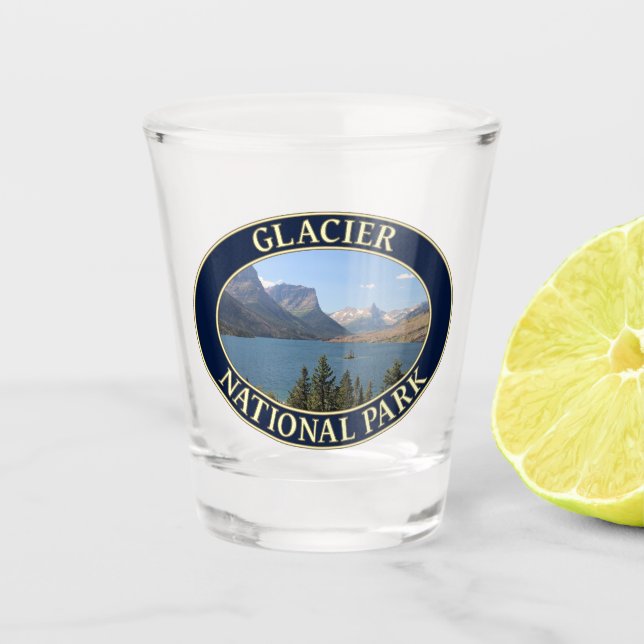 Saint Mary Lake at Glacier National Park Shot Glass (Front)