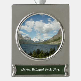 Saint Mary Lake II at Glacier National Park Silver Plated Banner Ornament