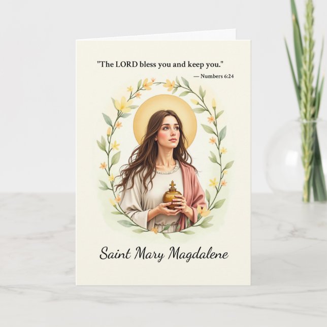 Saint Mary Magdalene God's Peace and Blessings Card (Front)
