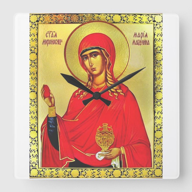Saint Mary Magdalene orthodox icon Square Wall Clock (Front)