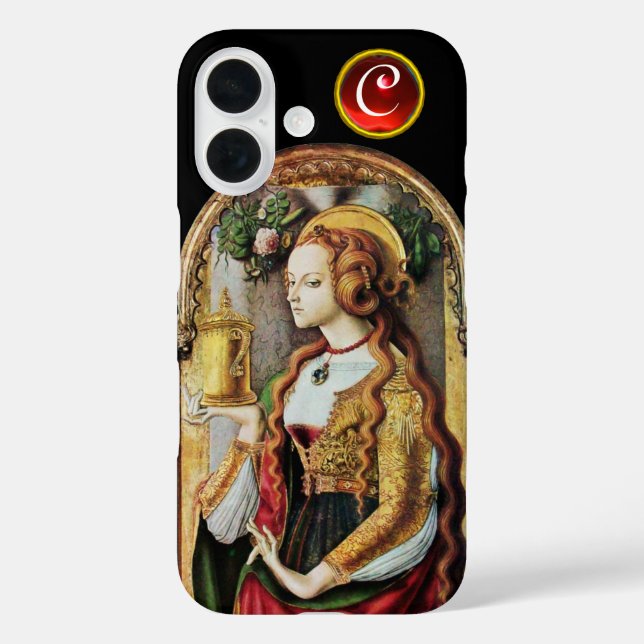 SAINT MARY MAGDALENE  Ruby Gem Monogram ,Black Case-Mate iPhone Case (Back)