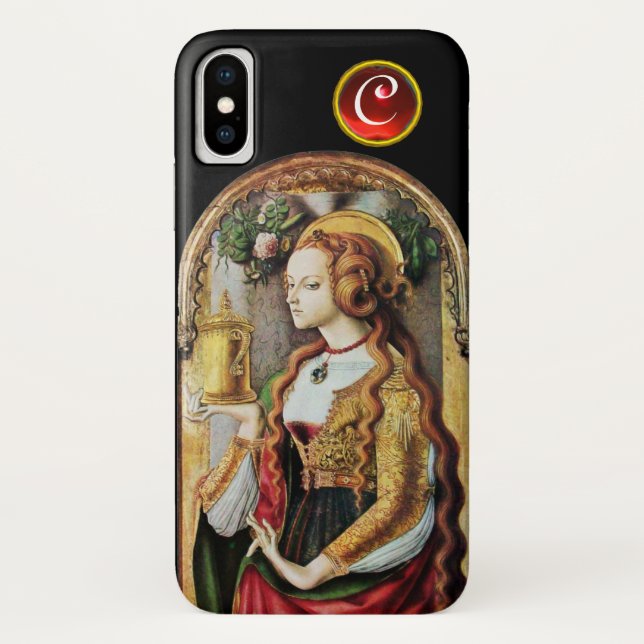 SAINT MARY MAGDALENE Ruby Gem Monogram ,Black Case-Mate iPhone Case (Back)